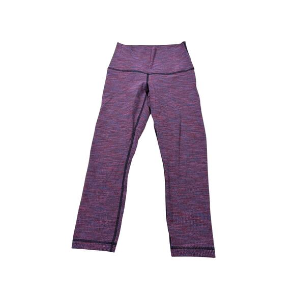 lululemon athletica Pants - lululemon womens cropped pink purple pattern leggings. Size 2. activewear